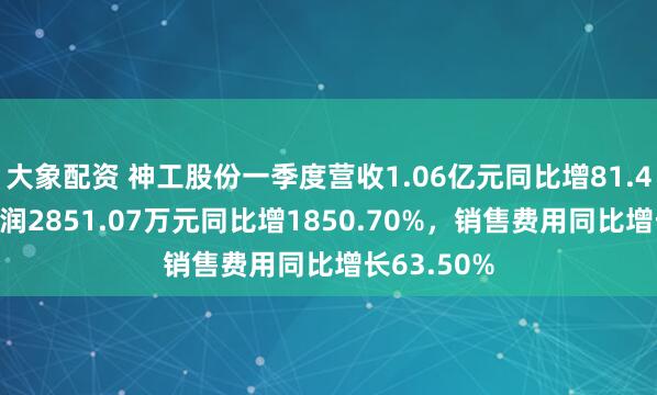 大象配资 神工股份一季度营收1.06亿元同比增81.49%，净利润2851.07万元同比增1850.70%，销售费用同比增长63.50%